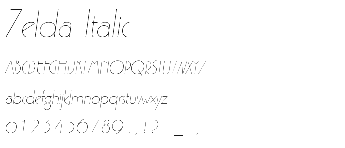 Zelda Italic font